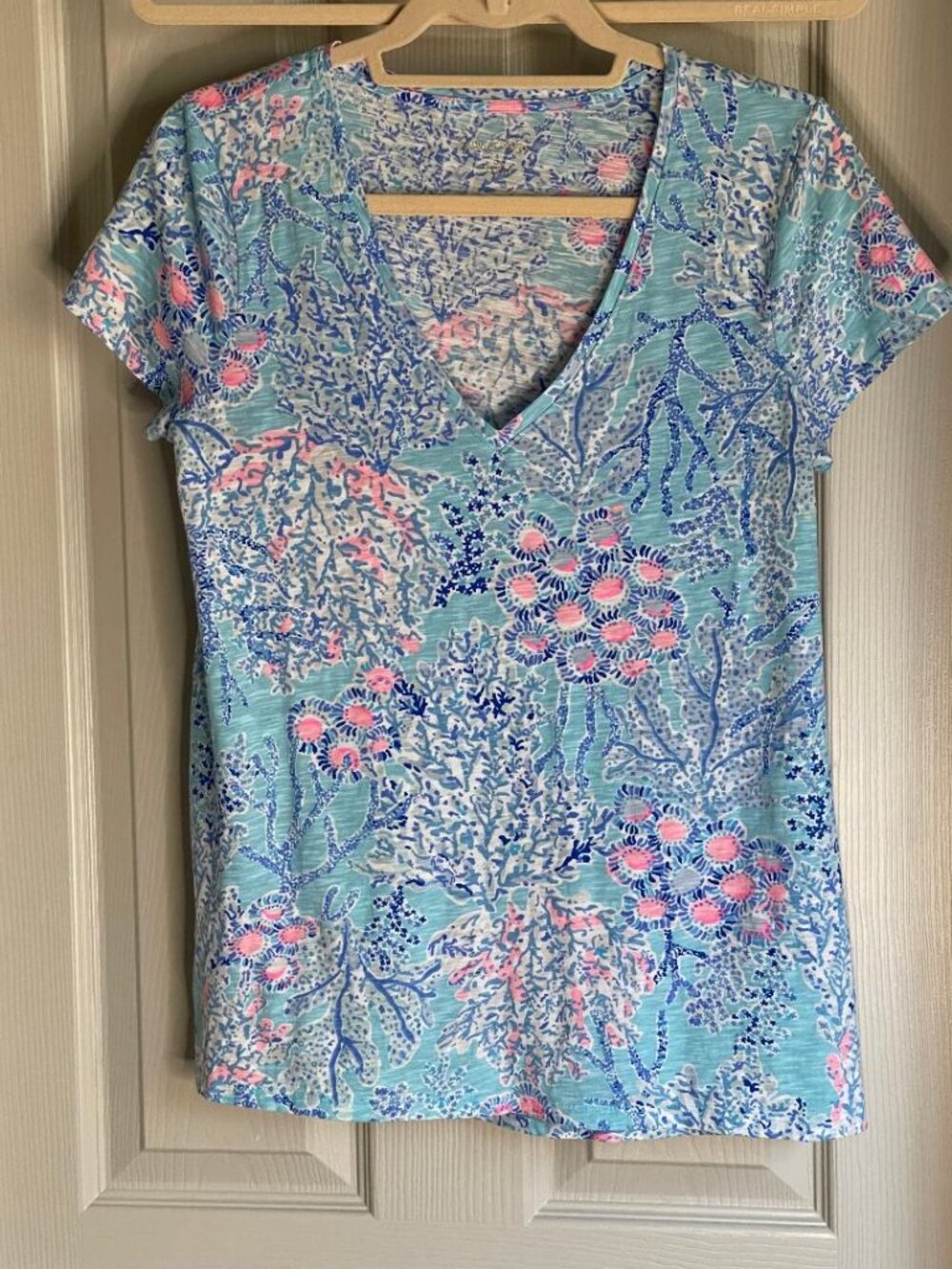 Lilly Pulitzer V-Neck Top in "Blue Ibiza - Now You Sea Me"